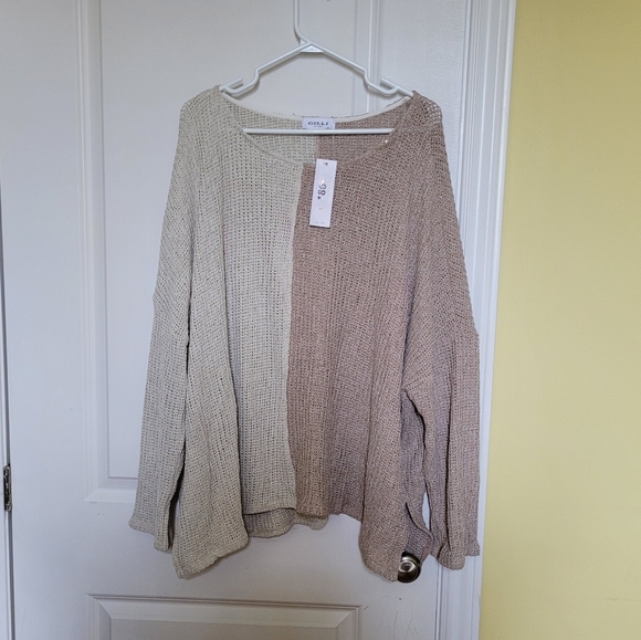 Gilli sweater beige brown contrast plus size 3X fall winter loose knit neutral - Picture 1 of 7